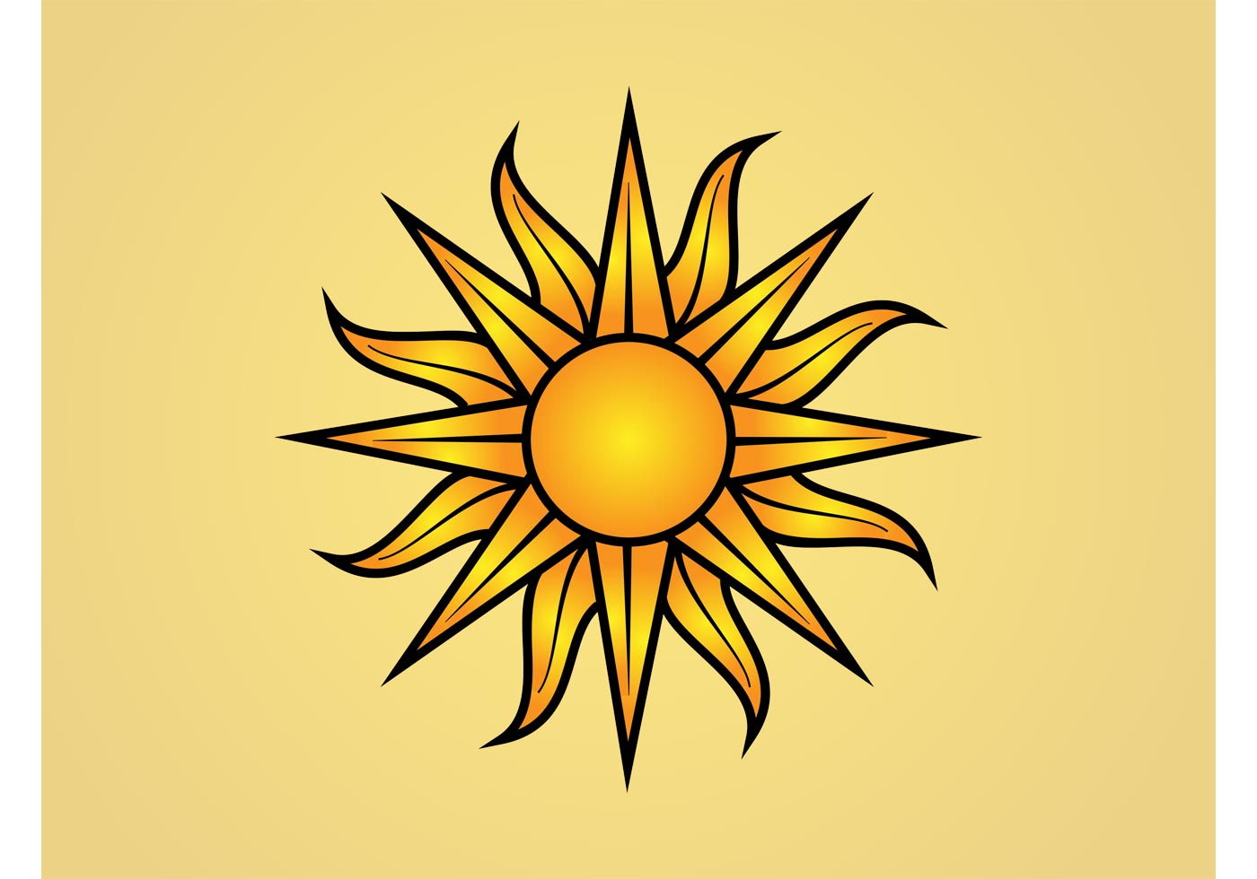 1400x980 Sun Logo Free Vector Art