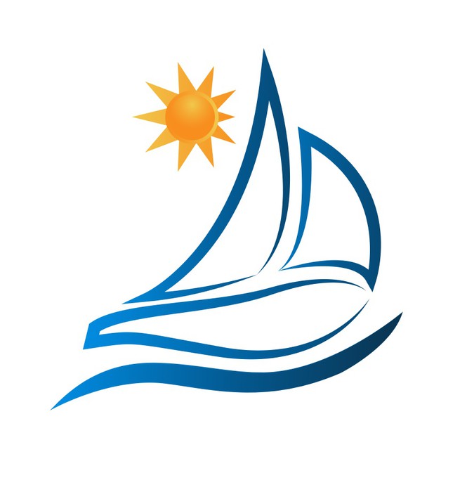 665x700 Boat Waves And Sun Logo Vector Wall Mural We Live To