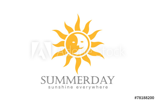 500x324 Sun Logo Design Vector. Day Night Sun Moon Logotype