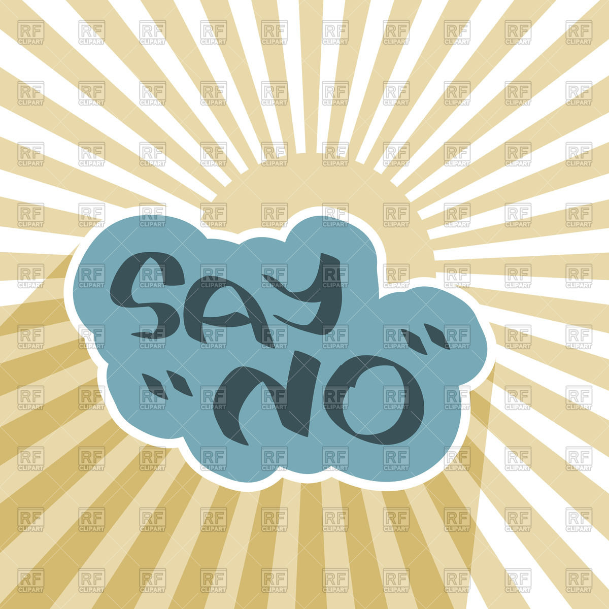 1200x1200 Say No Text Over Blue Cloud And Sun Rays Vector Image Vector