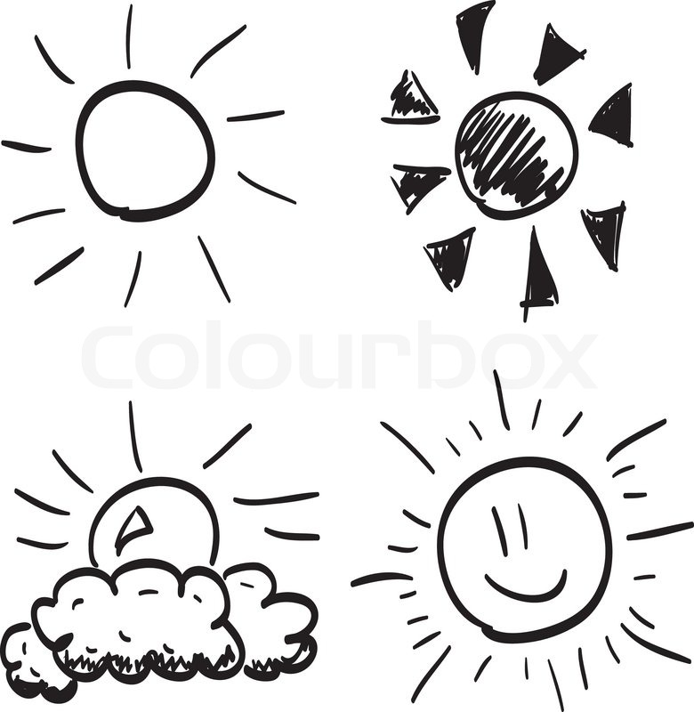 780x800 Set Of Hand Drawn Sun Stock Vector Colourbox