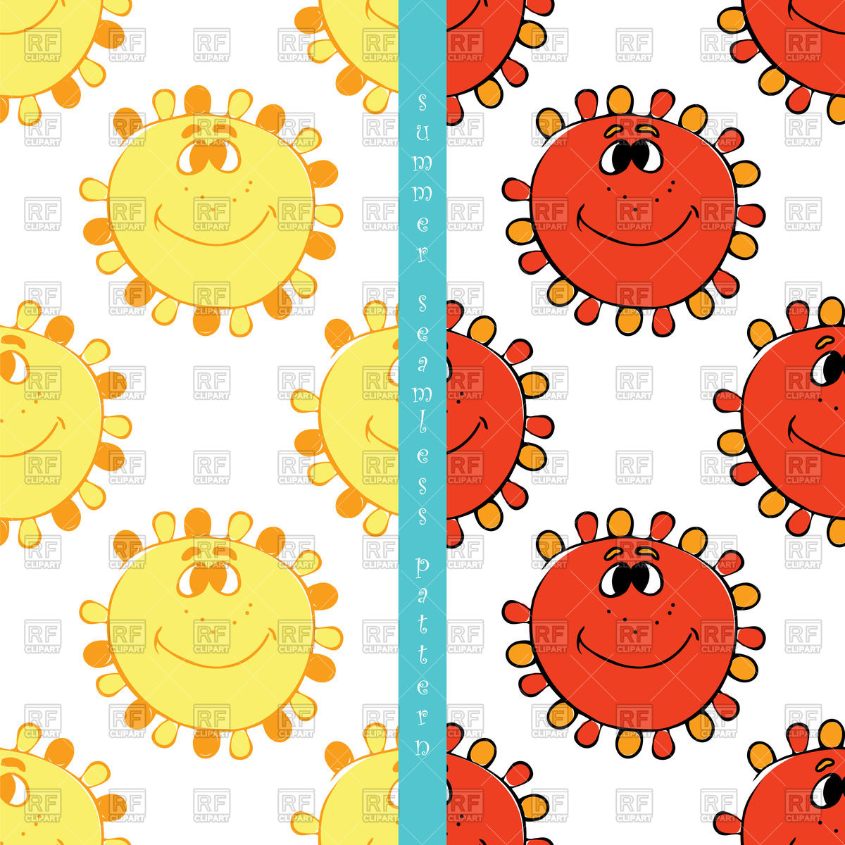 1200x1200 Seamless Pattern With Cartoon Sun Vector Image Vector Artwork Of