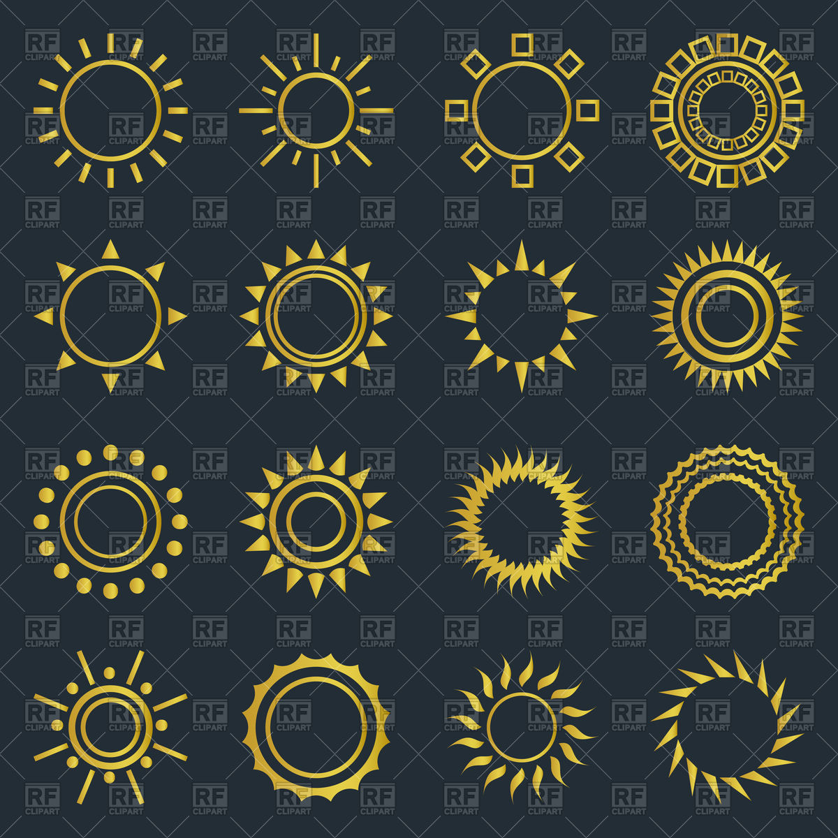 1200x1200 Set Of Vintage Sunburst Vector Image Vector Artwork Of Icons And
