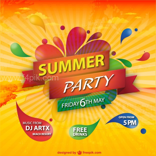 626x626 Vector ] Summer Party Sunburst Colorful Background Free Download