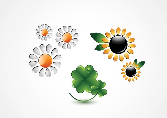 680x480 Free Flower Icons Sunflower, Chamomile And Clover Vectors (Free