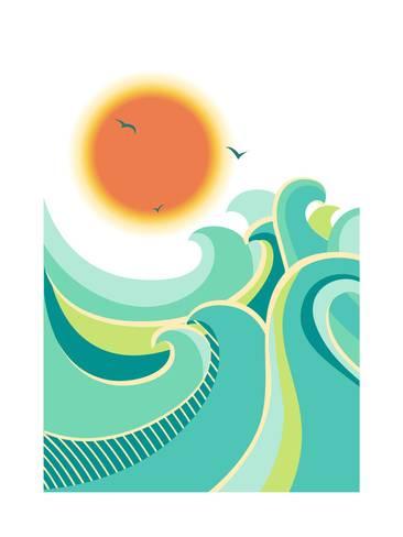 366x488 Nature Seascape Poster Background With Sunlight.vector Color