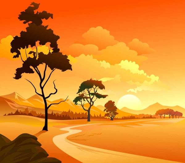 600x530 Sunset Vector Background Free Vector In Encapsulated Postscript