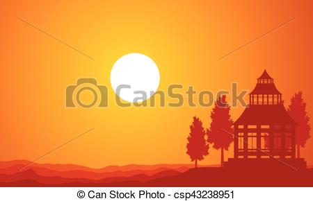 450x290 Silhouette Of Pavilion On The Sunset Vector Art.