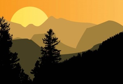 400x274 Vector Mountain Sunset Vector Art