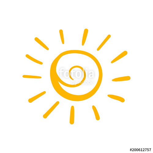 500x500 Hand Drawn Sun Vector Icon. Sun Sketch Doodle Illustration