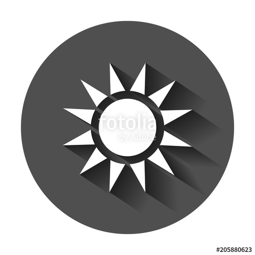500x500 Sun Vector Icon. Summer Sunshine Illustration With Long Shadow