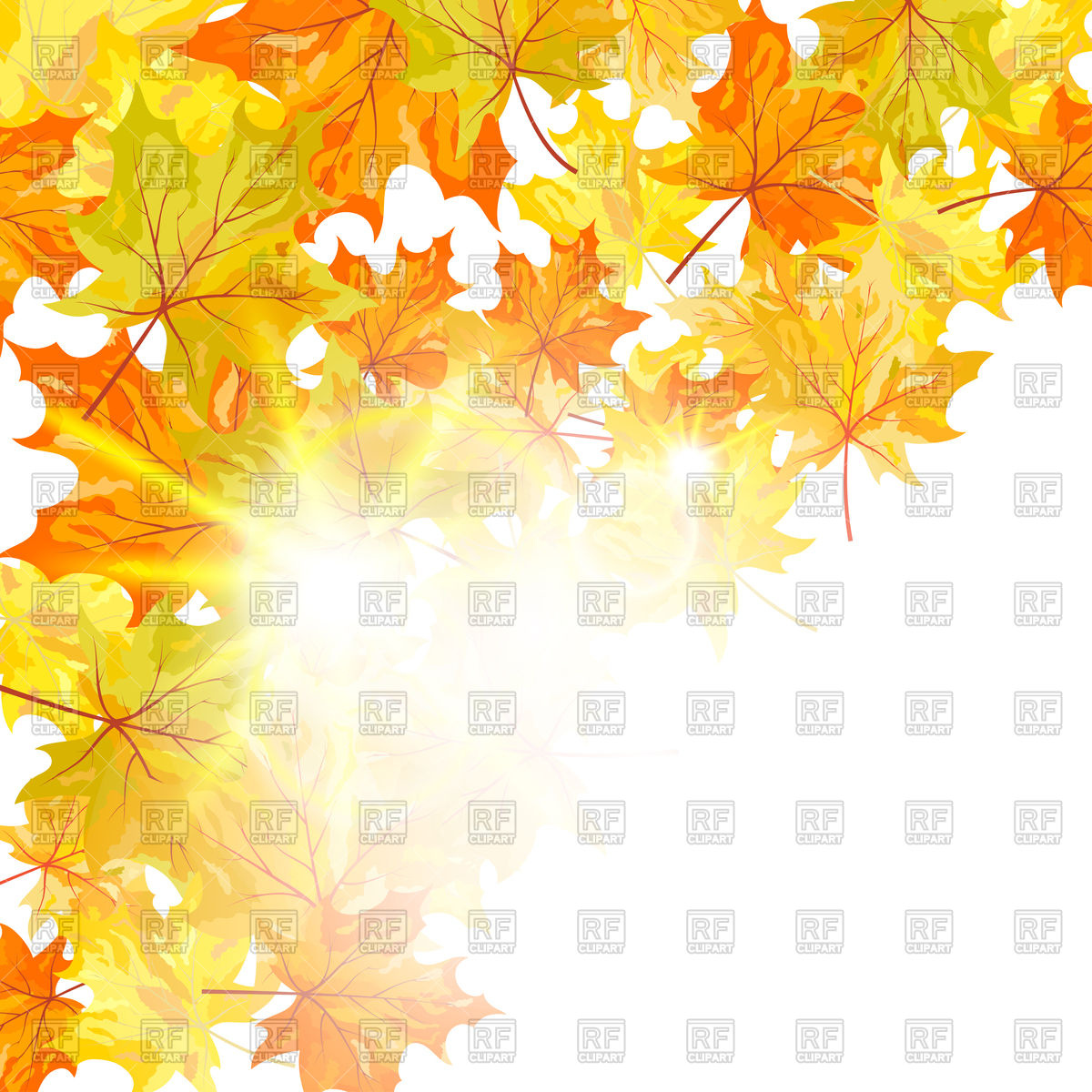 1200x1200 Autumn Maple Leaves Background And Sunshine Vector Image Vector