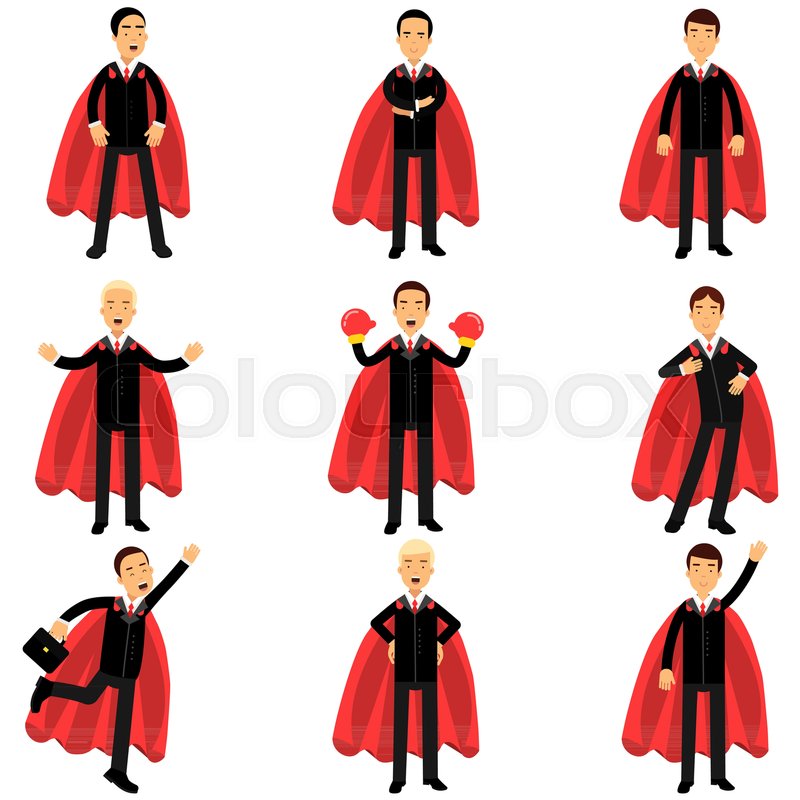 800x800 Set Of Business Man Character In Classic Black Suits With Red