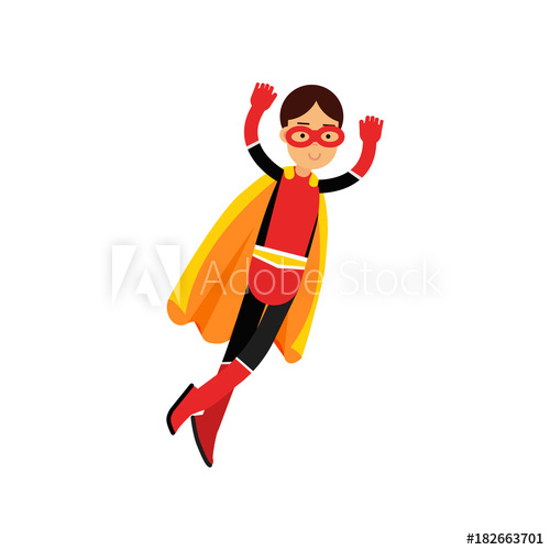 500x500 Superhero Teen Girl In Orange Cape Vector Illustration