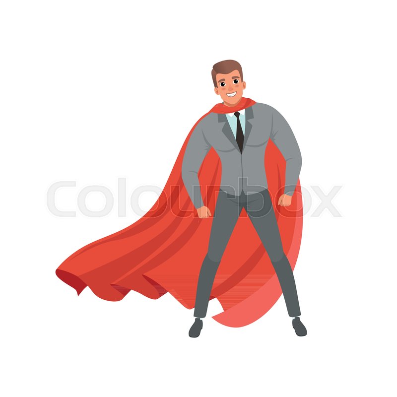 800x800 Young Confident Business Man With Red Superhero Cape Standing In