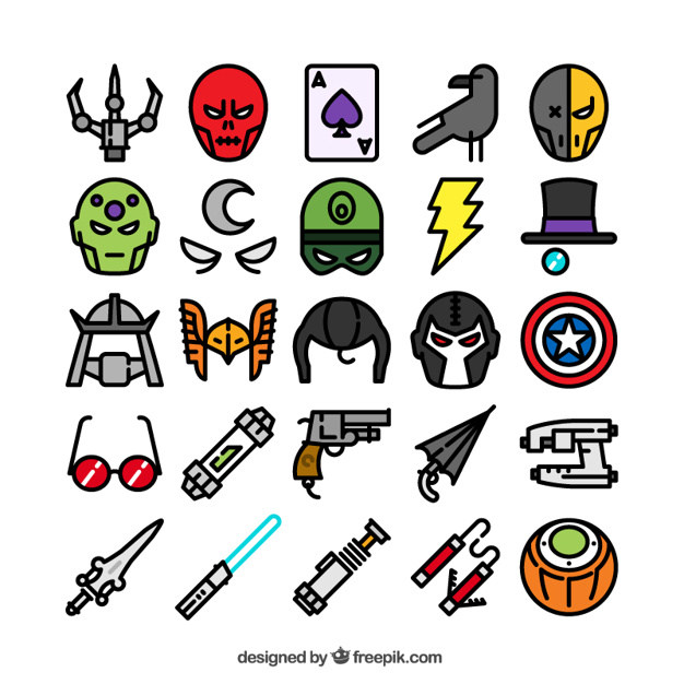 626x626 Superhero Icons Collection Vector Free Download
