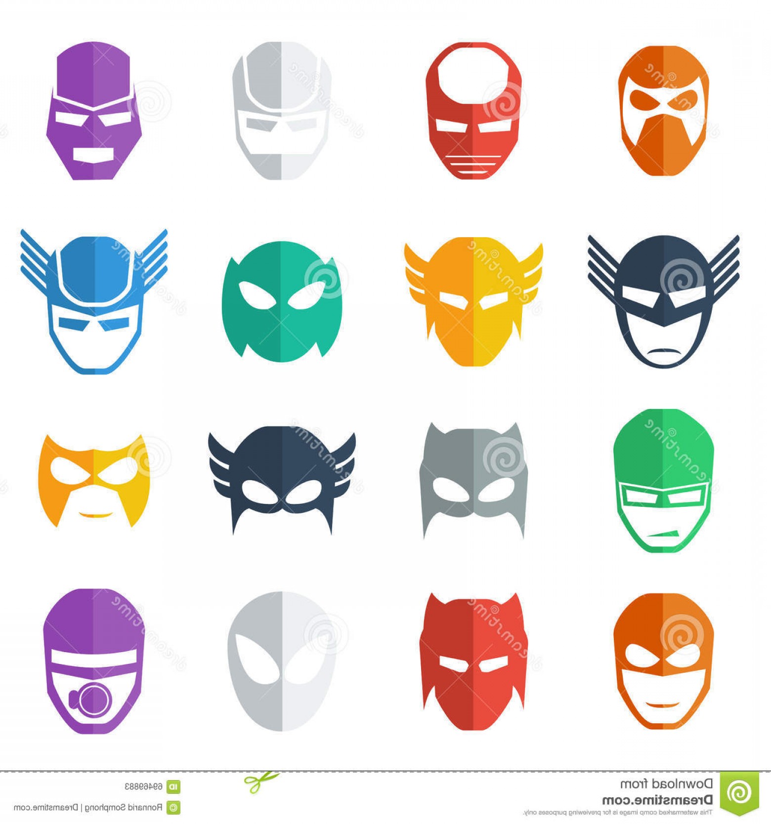 1560x1668 Stock Illustration Super Hero Mask Icon Colorful Illustration Flat