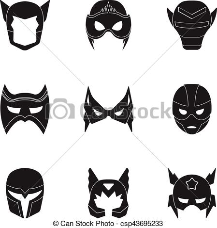 449x470 Superhero Mask Set Icons In Black Style. Big Collection Of