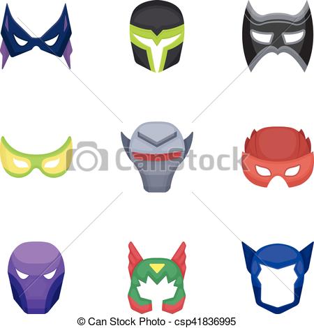 450x470 Superhero Mask Set Icons In Cartoon Style. Big Collection Of