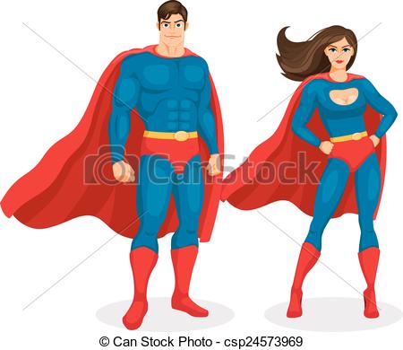 450x390 Illustration Superman And Superwoman Isolated On White Background