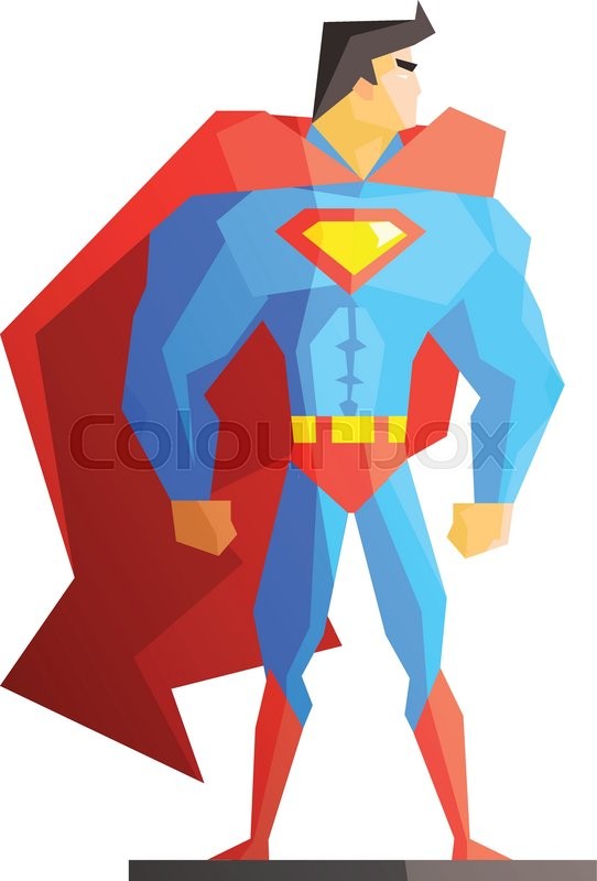 542x800 Superhero Vector Illustration On White Background, Flat Style
