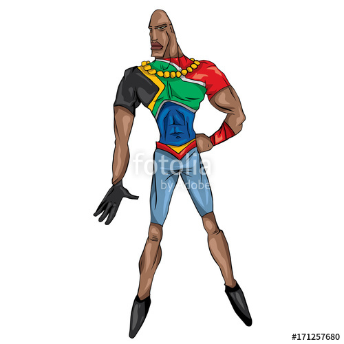 500x500 South Africa Super Hero, S.african Flag (Vector Art) Stock Image