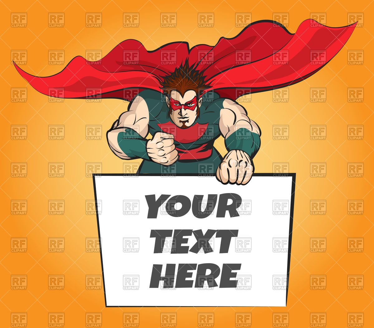 1200x1050 Superhero In Brave Pose Holding Message Board For Your Text