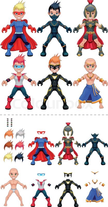 418x800 Avatar Superheroes Vector Illustration, Isolated Objects. All The