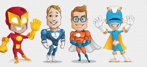 594x274 Superhero Vector Character Set