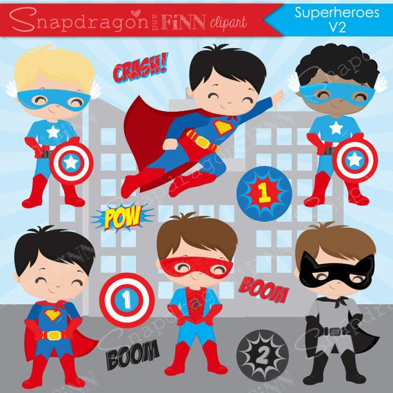 570x570 Superhero Boys Clipart Hero Clipart Superhero Vector Etsy