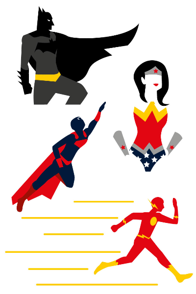 400x600 Freemocks Superheroes Vector Batman Wonder Woman Flash
