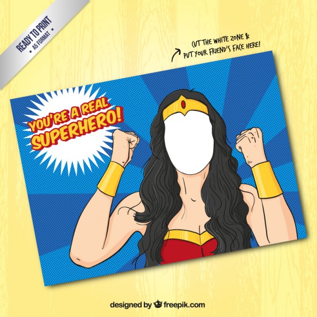 626x626 Female Superhero Card Template Vector Free Download