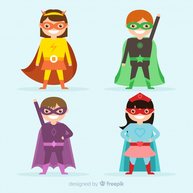 626x626 Set Of Funny Superheroes Vector Free Download