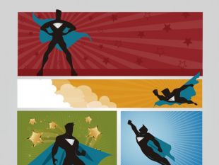 310x233 Superhero Cartoon Banners Free Vector Free Vectors Ui Download