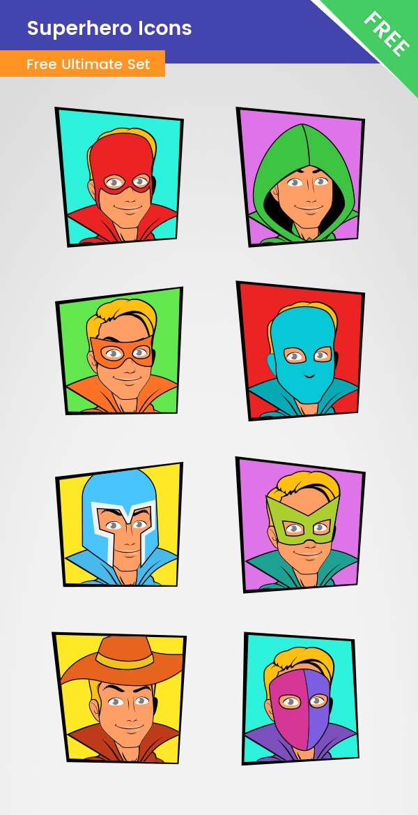 600x1168 Superhero Icons Vector