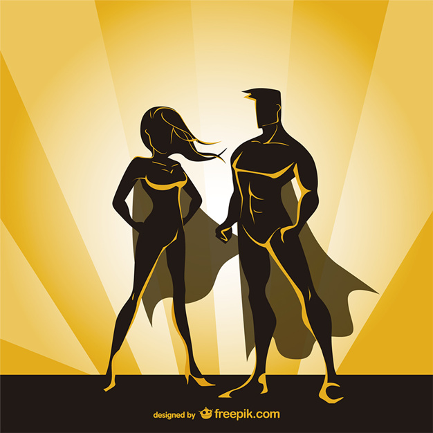 626x626 Superhero Couple Vector Free Download