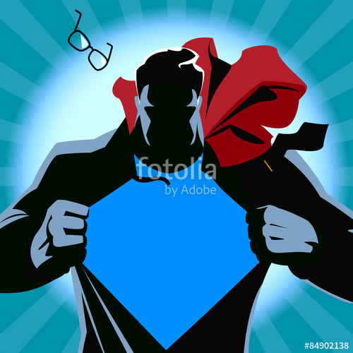500x500 Superman Tearing His Shirt. Vector Illustration. Silhouette Stock
