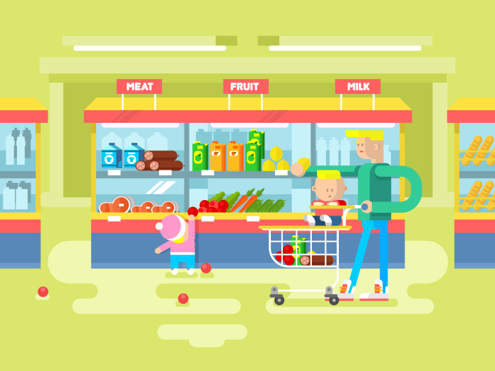 700x525 Supermarket Design Flat Illustration