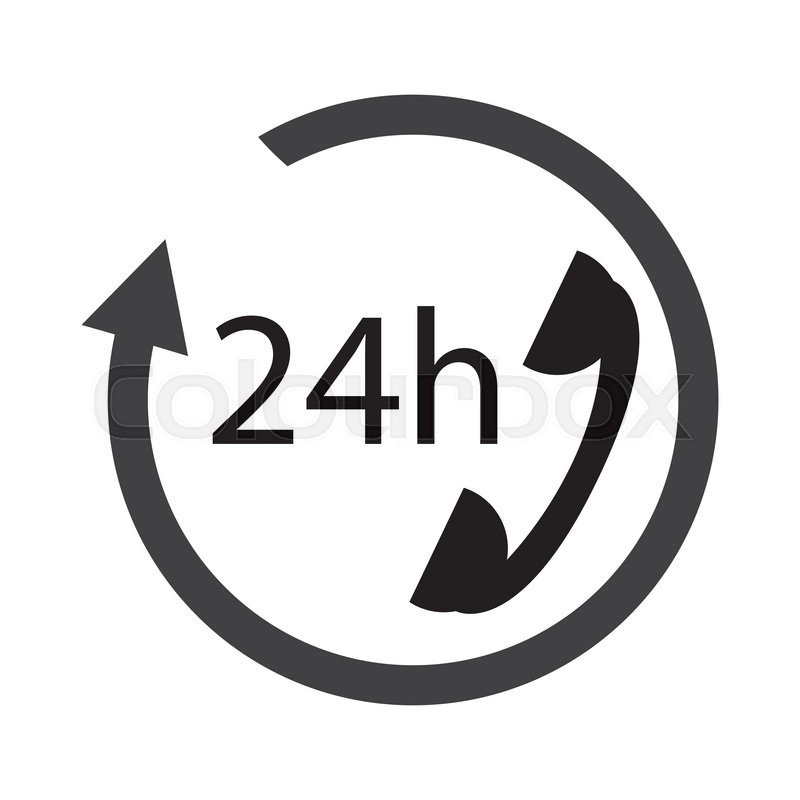 800x800 Flat Design 24h Phone Support Icon Vector Illustration Stock