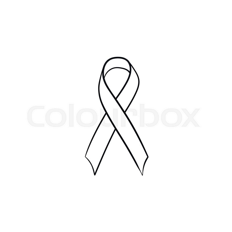 800x800 Awareness Ribbon Hand Drawn Outline Doodle Icon. Breast Cancer