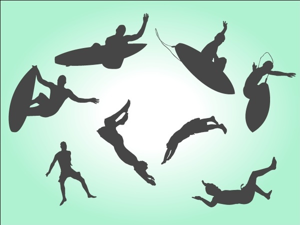 600x450 Surf Vector Silhouettes Free Vector In Adobe Illustrator Ai ( .ai