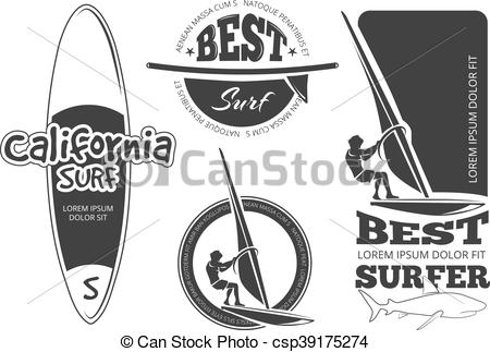 450x323 Vintage Surfing Vector Labels. Vintage Surfing Labels, Logos And