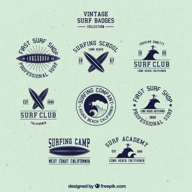 626x626 Pack Cute Retro Badges Of Surf Free Vector Graphic Design