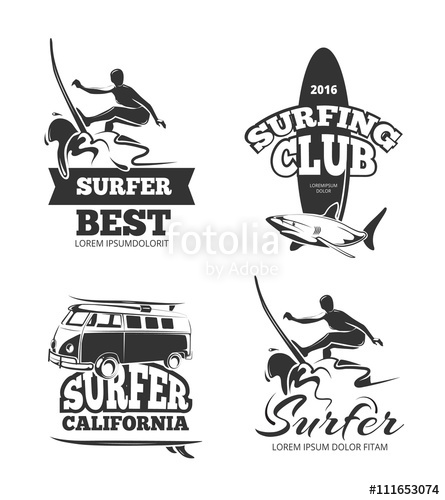 445x500 Vintage Black Surf Graphics, Emblems And Labels. Logo Surfing