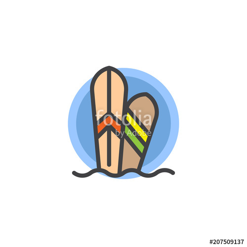 500x500 Surfboard Filled Outline Icon, Line Vector Sign, Linear Colorful