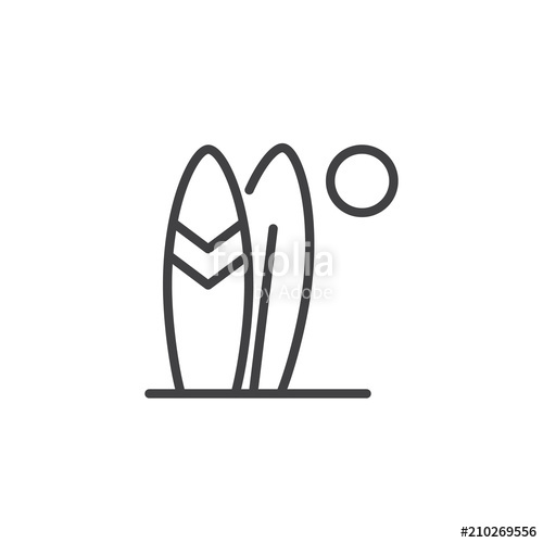 500x500 Surfboards On The Beach Outline Icon. Linear Style Sign For Mobile