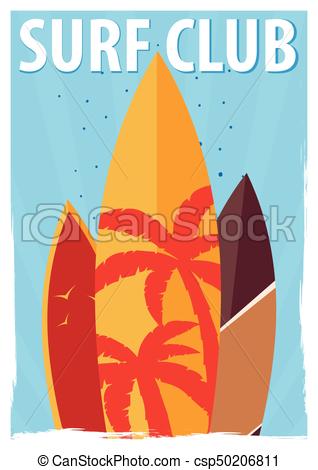 318x470 Surfing Poster For Surfing Club With Surfboards. Vector