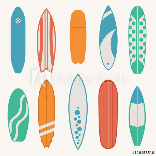 500x500 Vintage Surfboards Vector Set