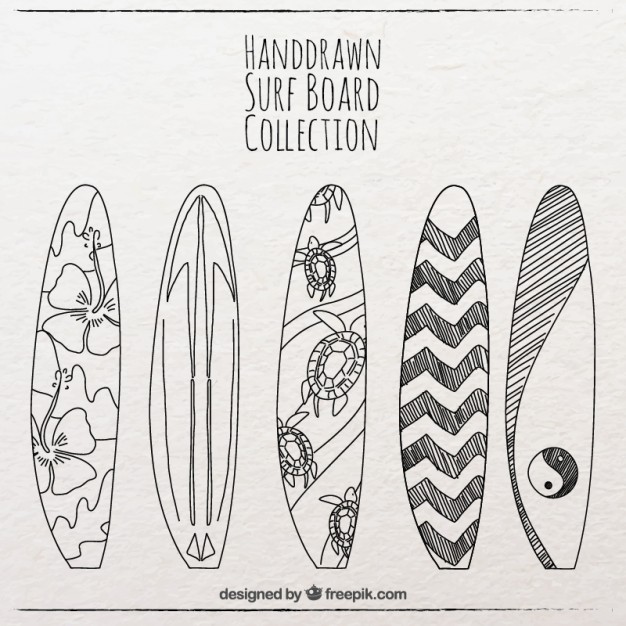 626x626 Drawn Surfboard Vector