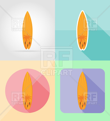362x400 Set Of Surfboard Flat Icons Vector Image Vector Artwork Of Icons
